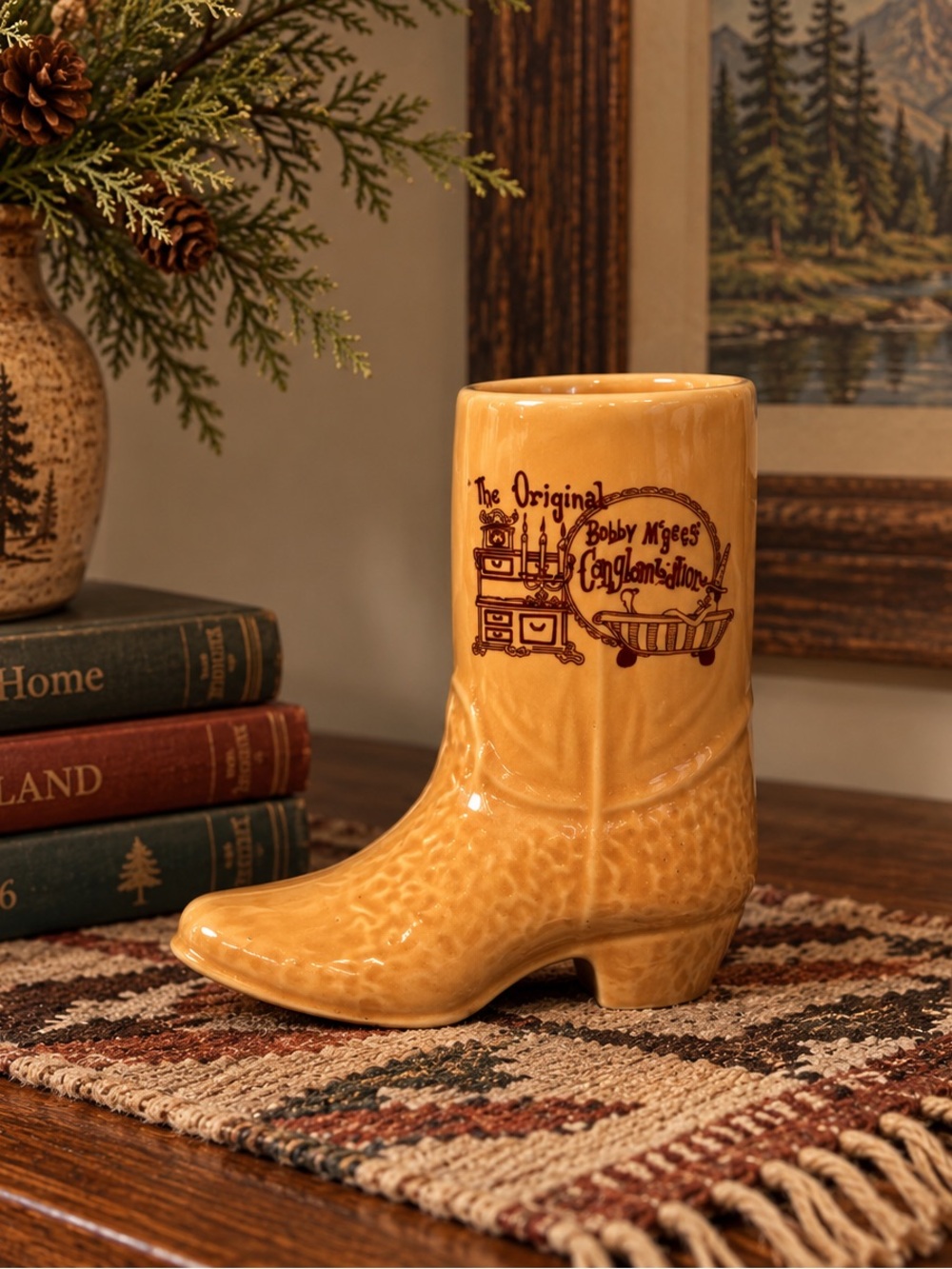 Vintage 1970’s Bobby McGee’s Yellow Cowboy Boot Vase